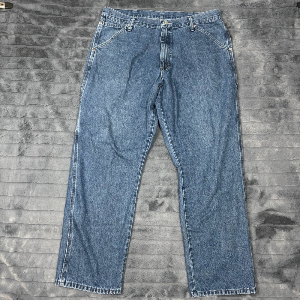 Wrangler Mens Carpenter Jeans 36x30 Blue Denim Workwear Pants 94LSWDV